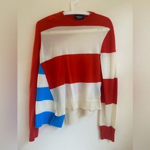 CALVIN KLEIN 205W39NYC Colorblock Wool Blend Asymmetric Hem Sweater XS